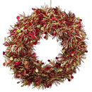 Tinsel Wreath - 12 Inch - Red and Gold
