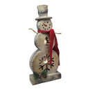 Lighted Log-Style Snowman Figurine - Star