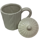 White Knit-Look Mug With Lid - Mugs - by Transpac - view 2