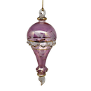 Clear Etched Blown Glass Hot Air Balloon - Pink