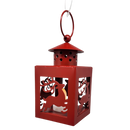 B/O Lighted Metal Holiday Lantern with LED Tealight - Red