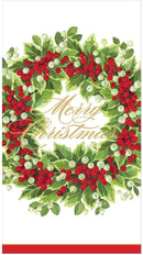 Holly And Berry Wreath Merry Christmas Guest Towel / Buffet Napkin
