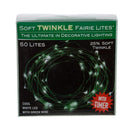 Battery Operated 50-Light Cool White Soft Twinkle Fairy LED Green Wire Light Set