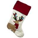 Fabric Holiday Deer Design Stocking - Looking Right