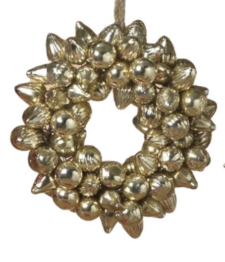 Handblown  Gold  Glass Ornament Wreath