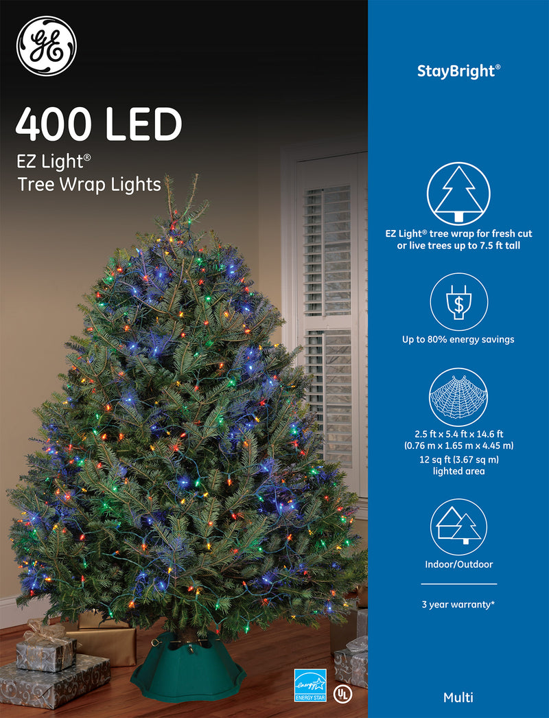 Ge 400 Tree Wrap Lights - Multi - The Country Christmas Loft