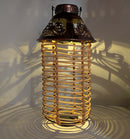Solar-Powered Metal and Rattan Lantern - - Home & Living >> Lighting >> Lamps - by Gerson - view 3