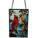 Cardinal Pair Stained Glass Panel Suncatcher - Home & Living >> Suncatchers - by Roman