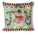 Snowman Lighted Holiday "JOY" Design Pillow