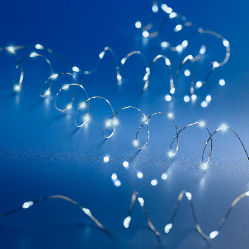 Micro Wire String Lights - 100 LED - Cool White - Silver Wire