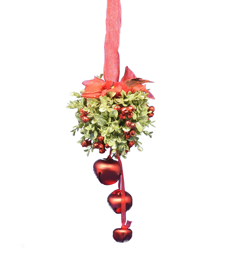 Cardinal Jingle Bell Door Hanger - Kissing Ball - Red