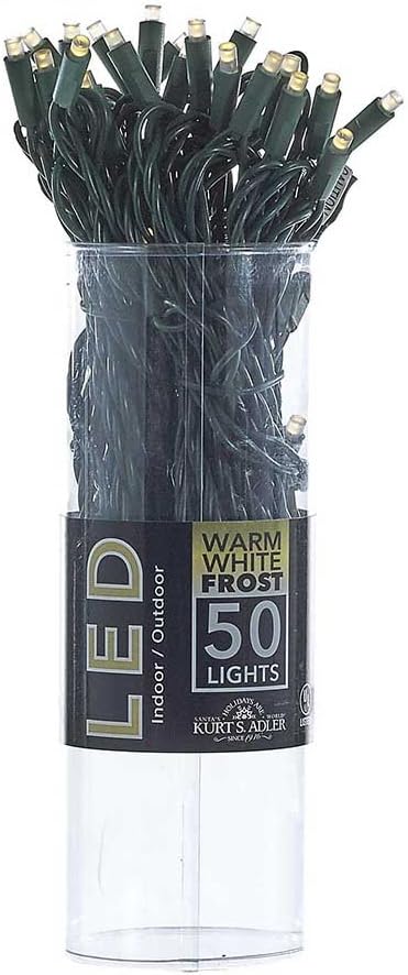 50-Light 5mm Warm White Frosted LED Green Wire Light Set