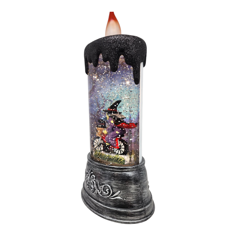 Enchanting Halloween Witch Waterglobe Candle