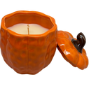 Covered Ceramic Pumpkin Jar Wax Candle - Orange