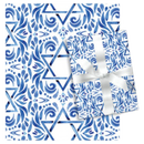 Blue Foil Star of David Wrap (White and Blue) - 25 sq. feet