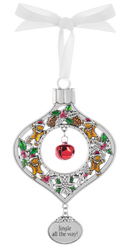 Jingle Bell Ornament - Jingle All The Way - Metal - by Ganz