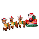 8Ft Long Lighted Christmas Santa Claus On Sleigh With 3 Reindeer