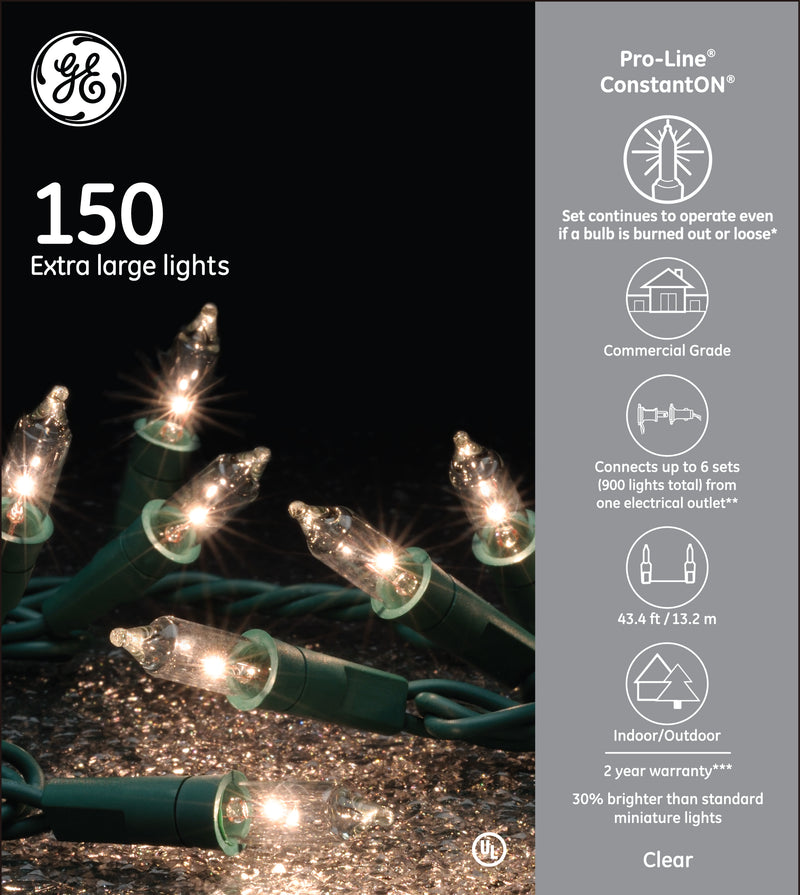 Ge 150 Pro-Line String Lights - Clear/GW - The Country Christmas Loft
