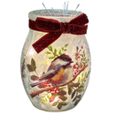 Chickadee Lighted Vase - Red Ribbon