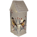 Lighted Glass Chickadee House Luminary