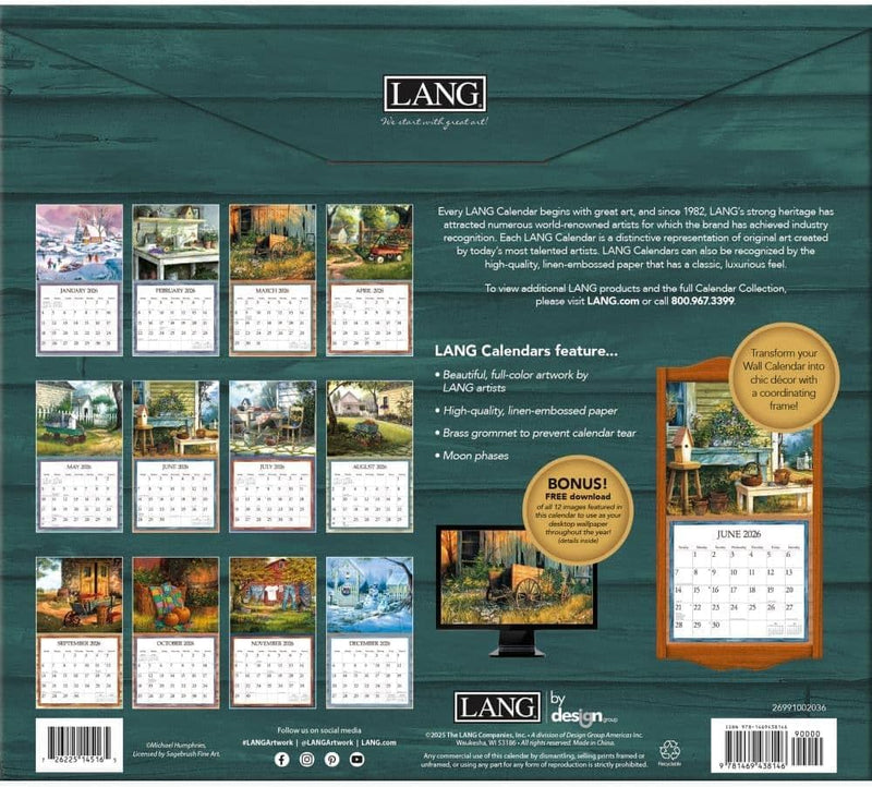 2026 Simple Country Wall Calendar