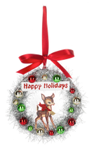 Vintage Reindeer in Wreath Ornament