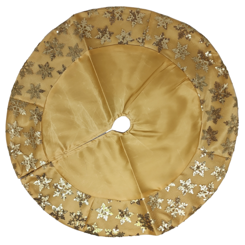 Tabletop Tree Skirts With Sequined Snowflake Border - Gold