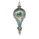 Clear Etched Blown Glass Hot Air Balloon - Green