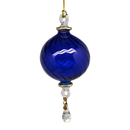 Ribbed Sphere Glass With Gold Accents - Cobalt