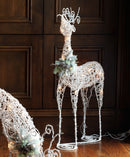 Lighted Rattan Snowy Deer - Head Down