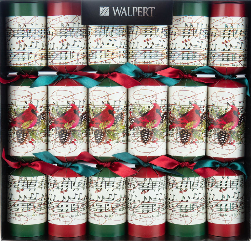 Musical Red Cardinal Crackers - 12 Inch - 6 Count - The Country Christmas Loft