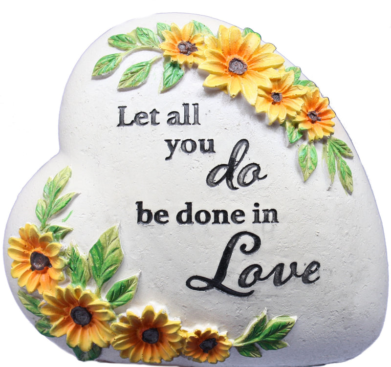 Resin Inspirational Heart Stone - Let all you do be done in Love - The Country Christmas Loft