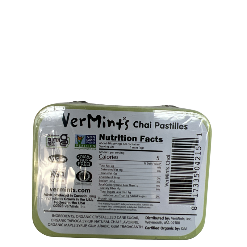 Vermints All Natural Breath Mints 1.41 Ounce - Chai Mint