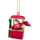 Santa's Ski Gondola Ornament - Red