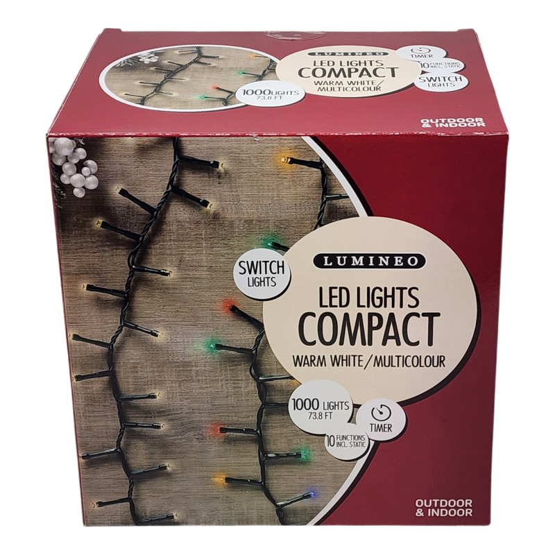 LED Rice String Light - 1000 Lights - Warm White or Multicolor - Green Wire