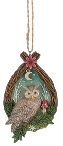 Woodland Owl  in Twig Wreath Ornaments