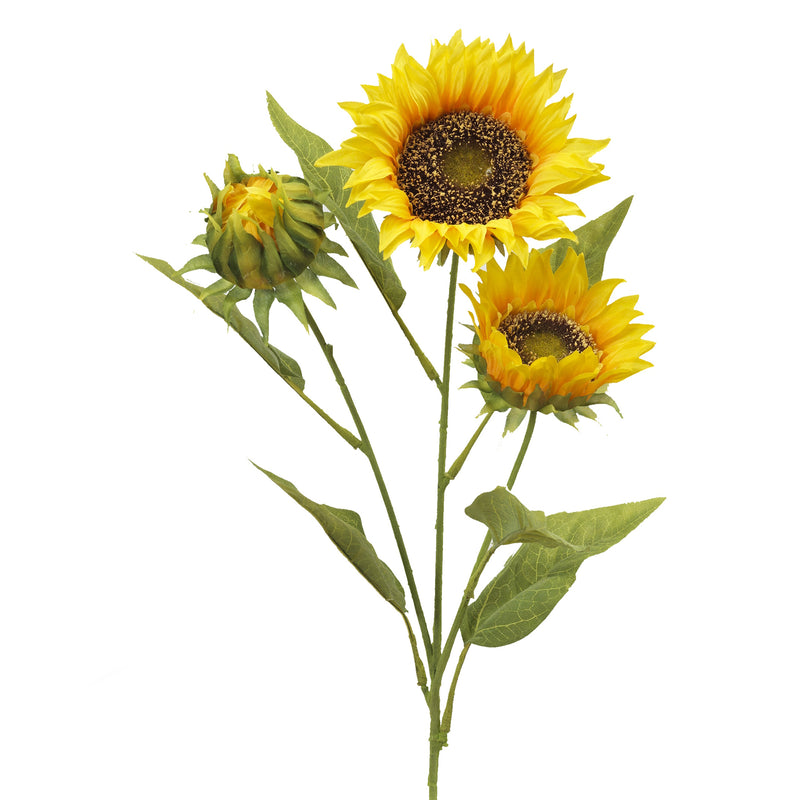 Three Bloom Sunflower Stem - - The Country Christmas Loft