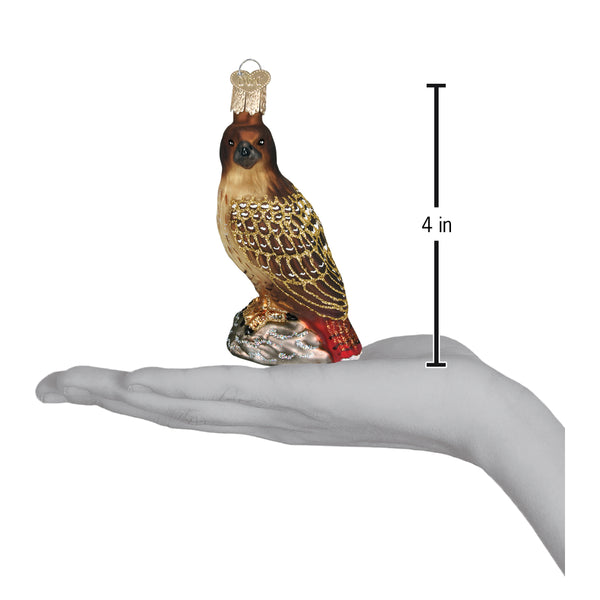 Red-Tailed Hawk Glass Ornament