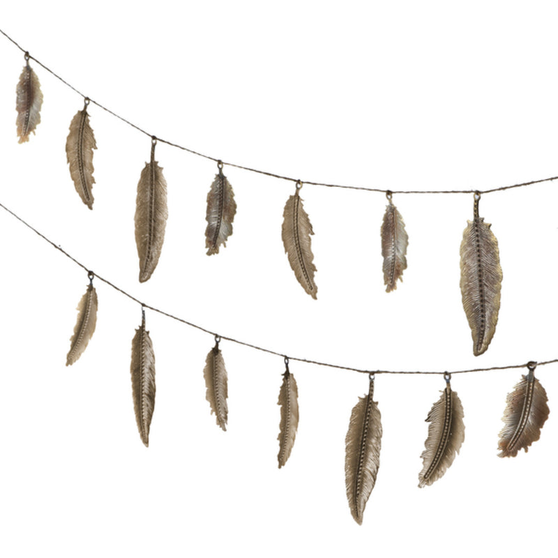 Distressed Stamped Metal Feathers 6 Foot Garland - The Country Christmas Loft