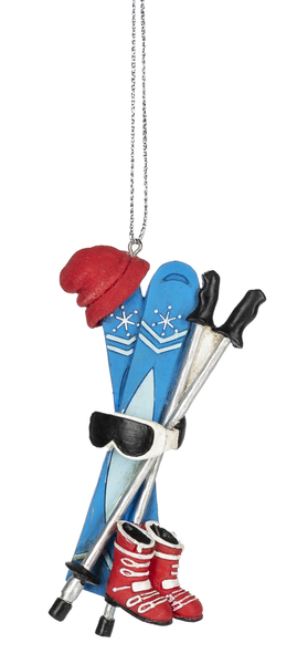 Ski Equipment Ornament - Goggles With Skis and Poles