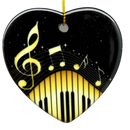 Heart Shaped Gold Music Note Piano Keys Ornament