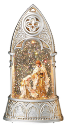 Lighted Holy Family Glitterdome Arch - Silver - Christmas >> Nativity - by Roman