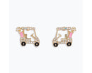 Crystal Golf Cart Earrings – Gold-Tone - Gift Shoppe >> Jewelry >> Earrings - by Periwinkle By Barlow