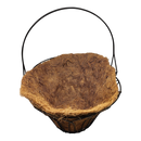 Oval Black Metal Wire Handle Basket with Coco Mat Liner - 15-Inch Long