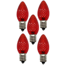 C7 Faceted LED Bulb - 5 Piece - Red