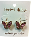Butterfly Earrings – Pink Glitter with Gold Trim - Gift Shoppe >> Jewelry >> Earrings - by Periwinkle By Barlow