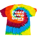 Vermont Youth T-Shirt - Peace Love Cows - Tie Dye -