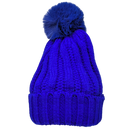 Knit Hat With Three Interchangeable Poms - Blue