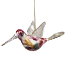 Blown Glass Hummingbird - Crimson Rose Blossom
