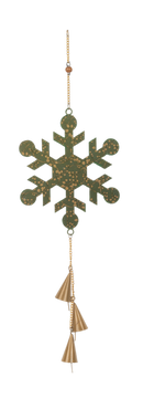 Oversized Snowflake Bell Ornament - Sage Green with Gold Details - Snowflakes - by Midwest